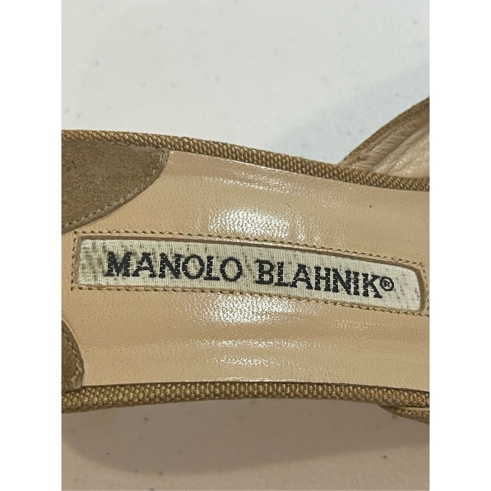 Manolo Blahnik women’s shoes size 38.5 tan with black rhinestone - Picture 5 of 8